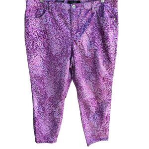 Nine West Jeans Womens Cigarette Fit Skinny Leg Pink Floral Capri Jean Pant 18W